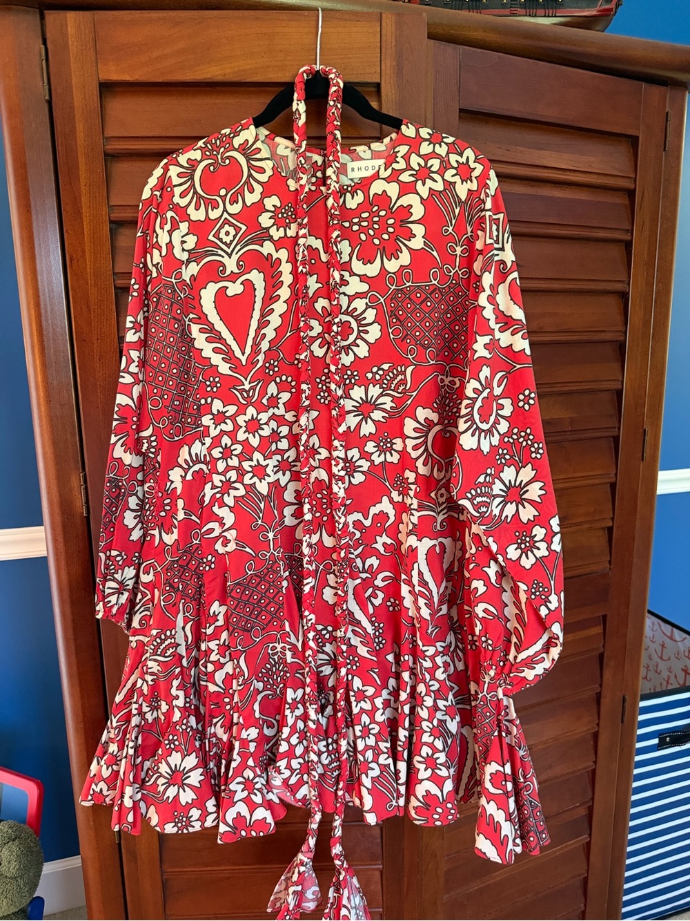 RHODE Red and Cream Floral Dress - Picture 1 of 2